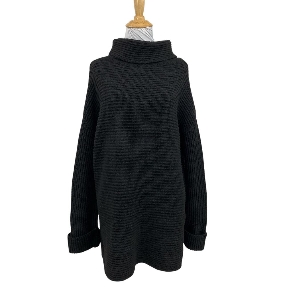 Pilcro Sweater Women S Small Black Oversized Knit Cowl Neck Cuffed Sleeve Cocoon